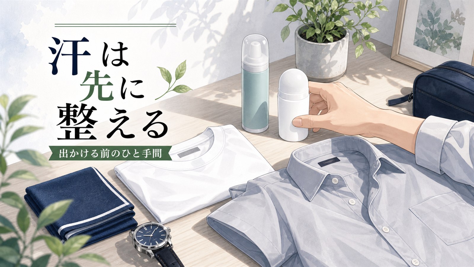 メンズ制汗剤をいつ使うかを伝える汗ケア用品のアイキャッチ画像