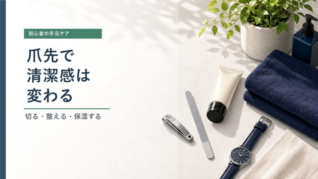 爪先で清潔感は変わるというコピーと爪ケア道具のアイキャッチ画像